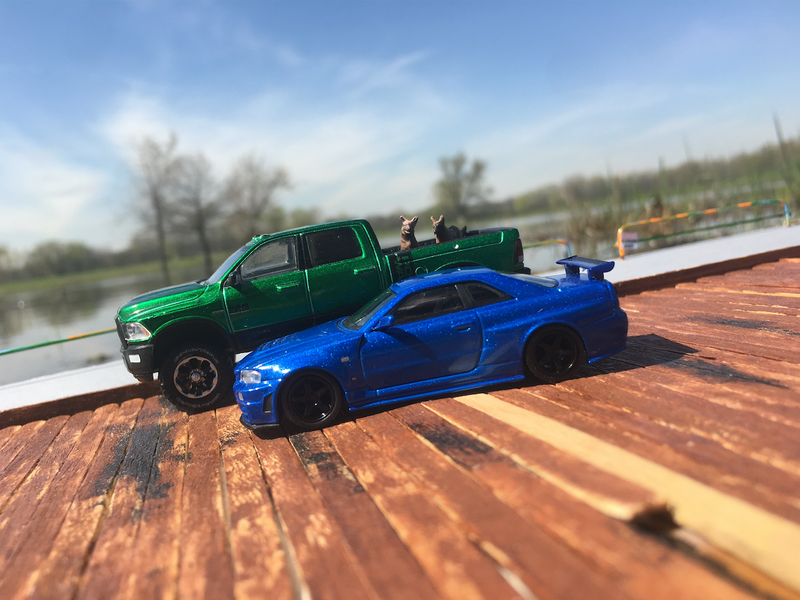 Illustration for article titled A Z Tuned R34 and Pinky & Shadow at The Lake